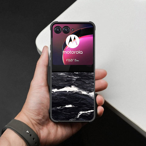 Motorola Razr 40 Ultra Cover - Black Marble Series - HQ Premium Shine Durable Shatterproof Case