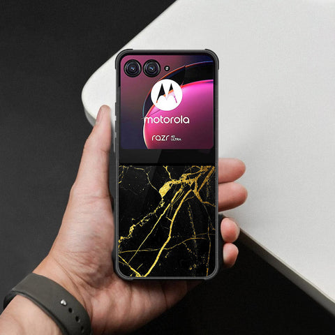 Motorola Razr 40 Ultra Cover - Black Marble Series - HQ Premium Shine Durable Shatterproof Case
