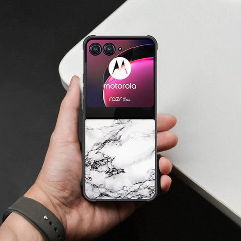 Motorola Razr 40 Ultra Cover - White Marble Series - HQ Premium Shine Durable Shatterproof Case
