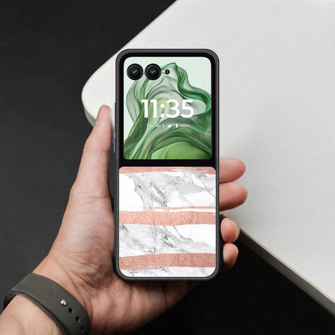 Motorola Razr 50 Cover - White Marble Series - HQ Premium Shine Durable Shatterproof Case