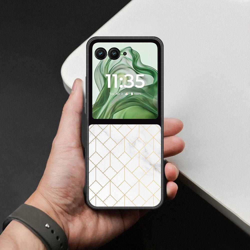 Motorola Razr Plus 2024 Cover - White Marble Series 2 - HQ Premium Shine Durable Shatterproof Case
