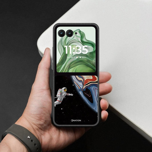 Motorola Razr Plus 2024 Cover - Cosmic Marble Astronaut Design - HQ Premium Shine Durable Shatterproof Case