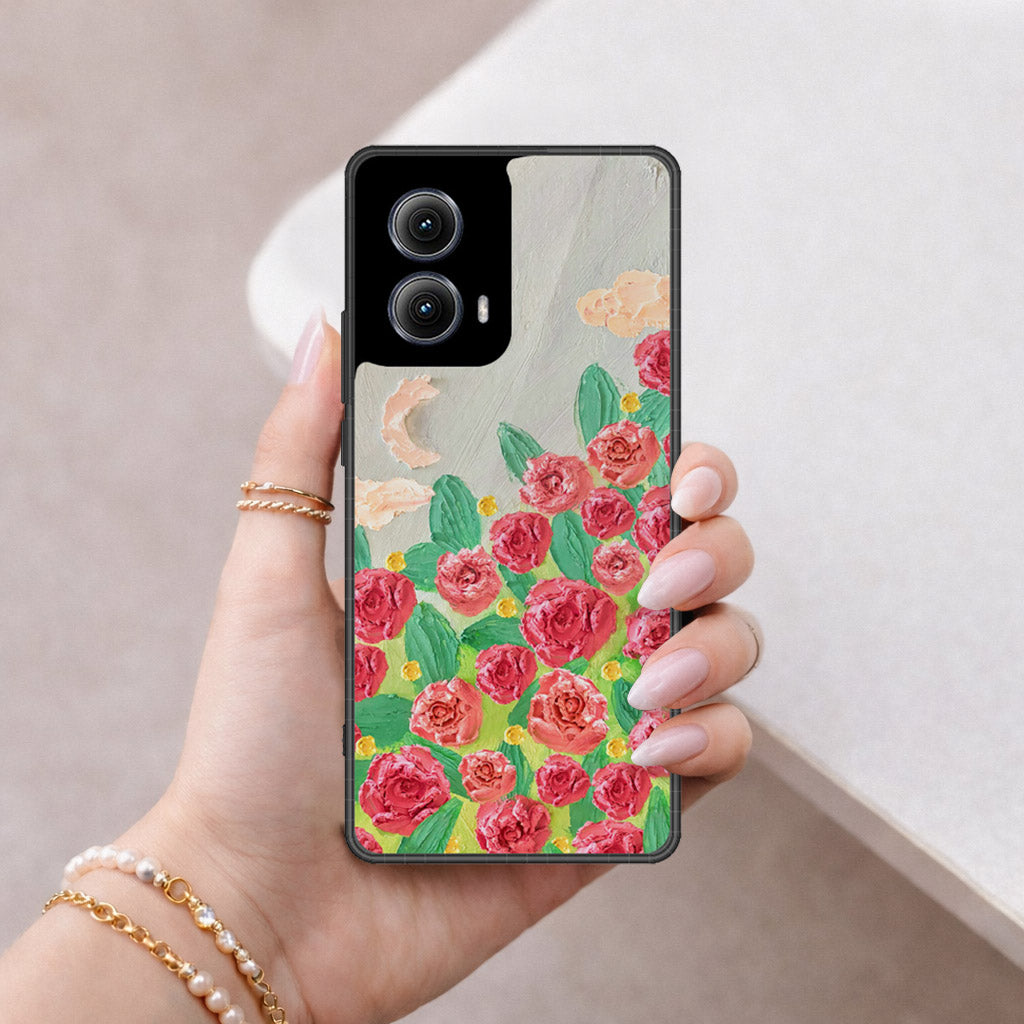 Motorola Edge (2024) Cover - Floral Series - Design 10 - Red & Green - HQ Premium Shine Durable Shatterproof Case