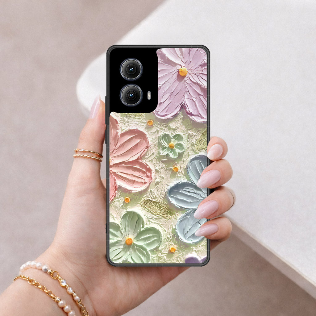 Motorola Edge (2024) Cover - Floral Series - Design 15 - Blue & Green - HQ Premium Shine Durable Shatterproof Case