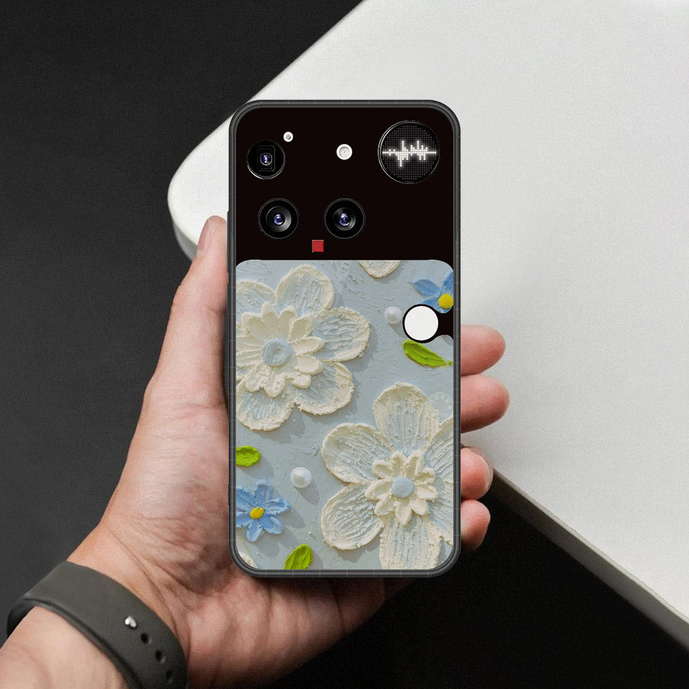 Nothing Phone 3 Cover - Floral Series - Design 3 - Sky Blue - HQ Premium Shine Durable Shatterproof Case
