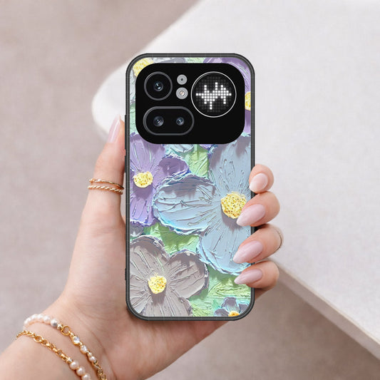 Nothing Phone (4a) Pro Cover - Floral Series - Design 1 - Purple & Aqua - HQ Ultra Shine Premium Infinity Glass Soft Silicon Borders Case