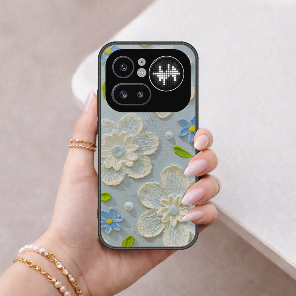 Nothing Phone (4a) Pro Cover - Floral Series - Design 3 - Sky Blue - HQ Ultra Shine Premium Infinity Glass Soft Silicon Borders Case