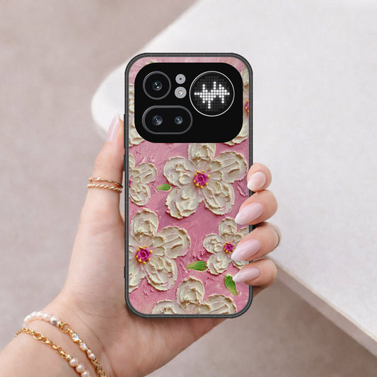 Nothing Phone (4a) Pro Cover - Floral Series - Design 5 - Pink & White - HQ Ultra Shine Premium Infinity Glass Soft Silicon Borders Case