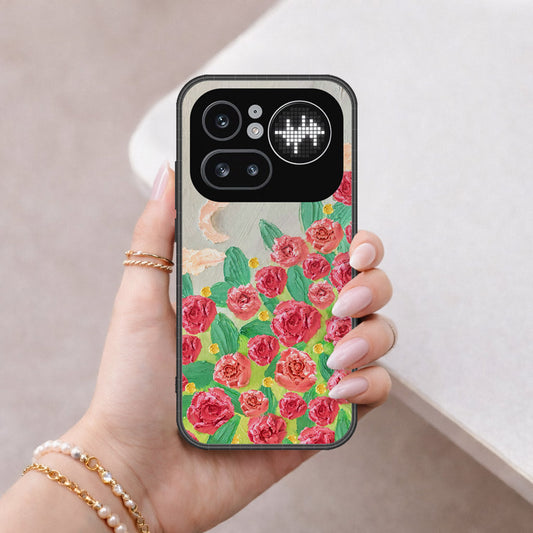 Nothing Phone (4a) Pro Cover - Floral Series - Design 10 - Red & Green - HQ Ultra Shine Premium Infinity Glass Soft Silicon Borders Case