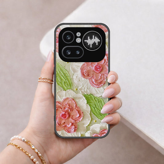 Nothing Phone (4a) Pro Cover - Floral Series - Design 13 - Offwhite & Green - HQ Ultra Shine Premium Infinity Glass Soft Silicon Borders Case