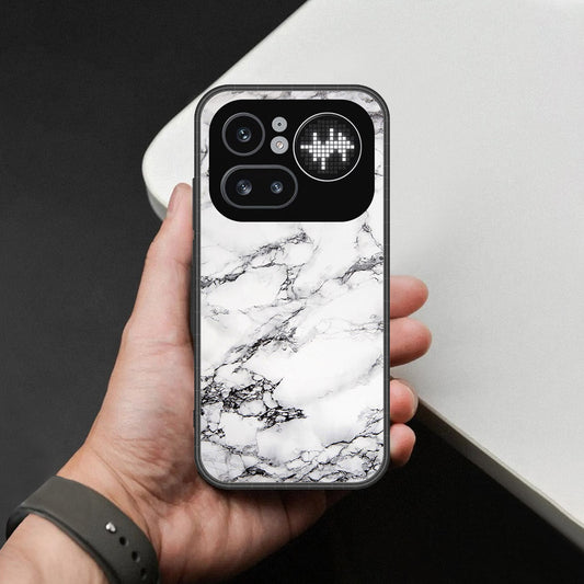 Nothing Phone (4a) Pro Cover - White Marble Series - HQ Ultra Shine Premium Infinity Glass Soft Silicon Borders Case