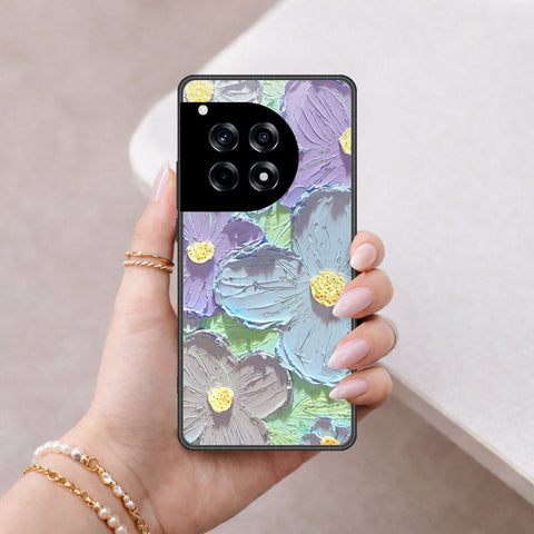 OnePlus 12R Cover - Floral Series - Design 1 - Purple & Aqua - HQ Premium Shine Durable Shatterproof Case