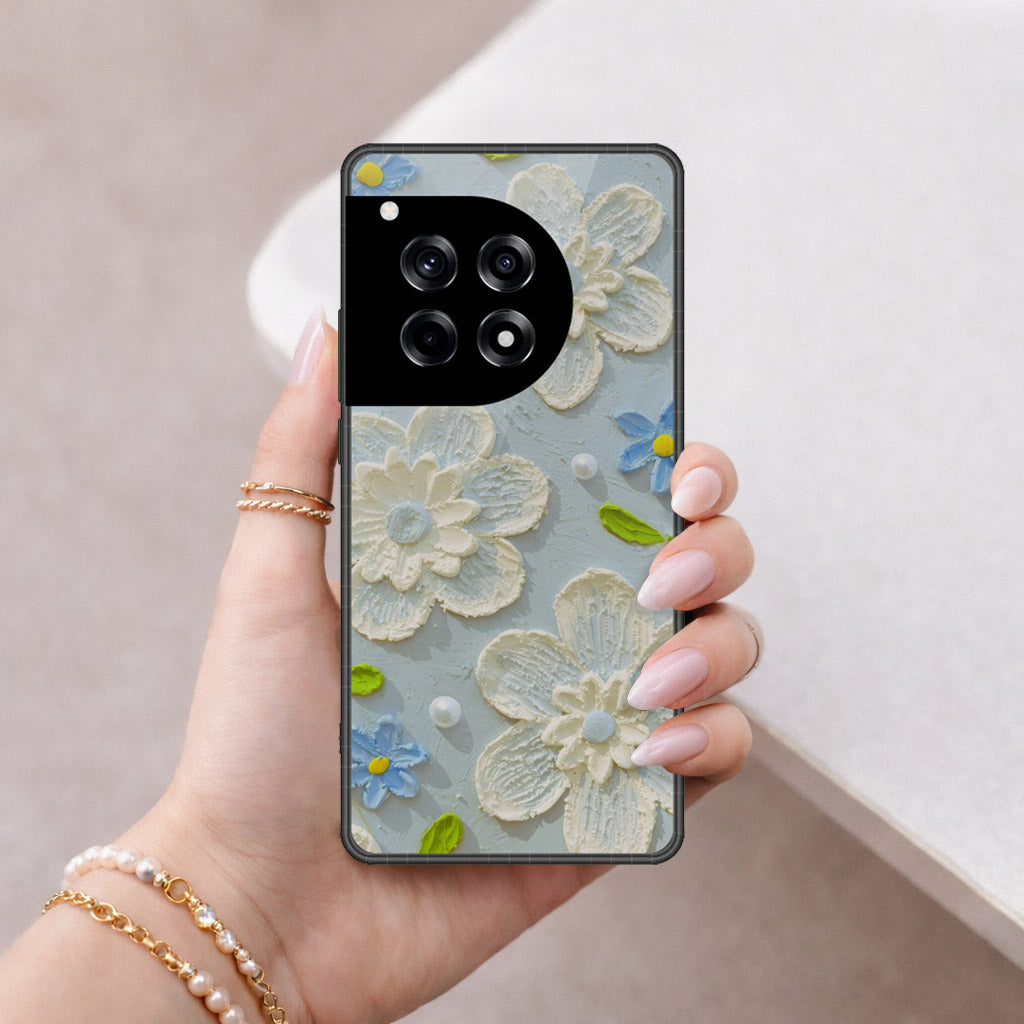 OnePlus Ace 3 Cover - Floral Series - Design 3 - Sky Blue - HQ Premium Shine Durable Shatterproof Case