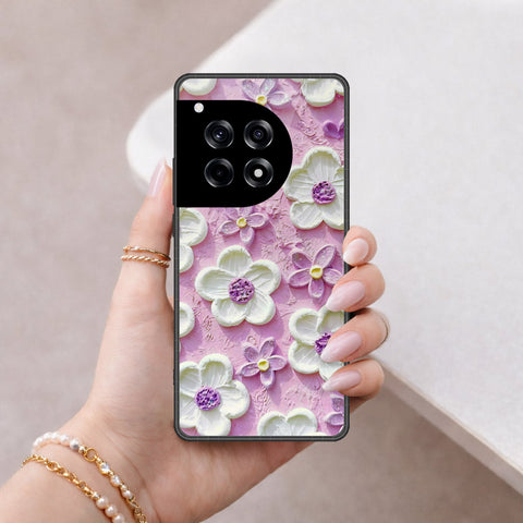 OnePlus Ace 3 Cover - Floral Series - Design 4 - Purple & White - HQ Premium Shine Durable Shatterproof Case
