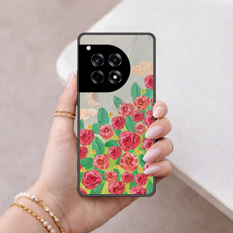 OnePlus Ace 3 Cover - Floral Series - Design 10 - Red & Green - HQ Premium Shine Durable Shatterproof Case