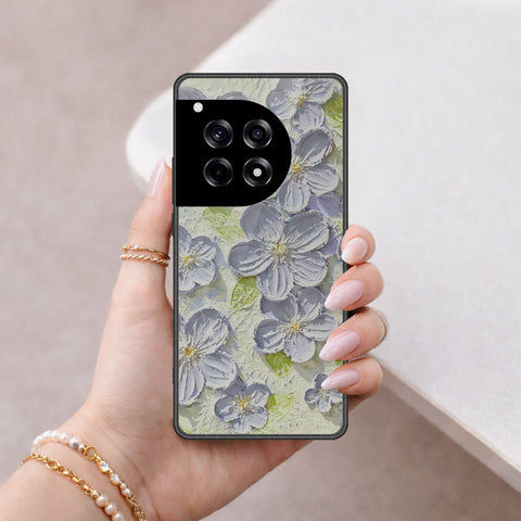 OnePlus Ace 3 Cover - Floral Series - Design 12 - Grey & Green - HQ Premium Shine Durable Shatterproof Case