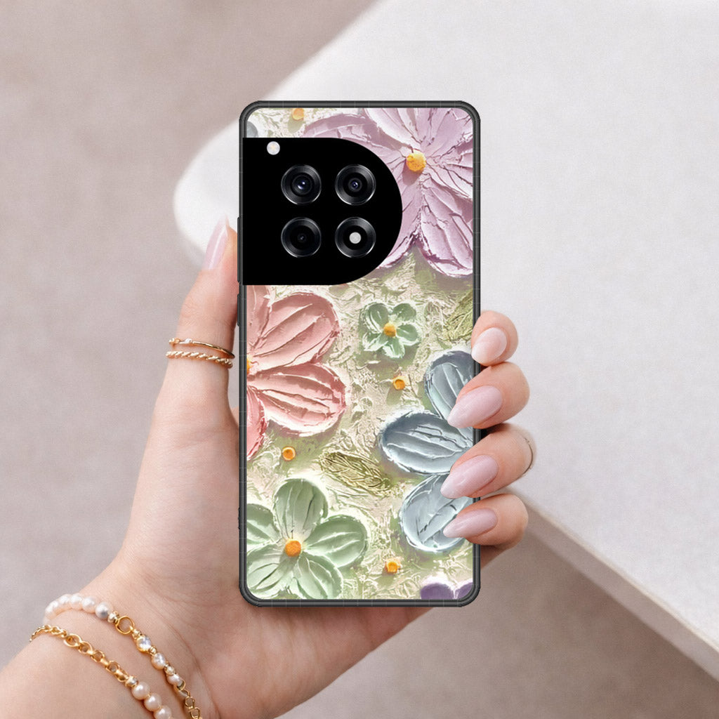 OnePlus 12R Cover - Floral Series - Design 15 - Blue & Green - HQ Premium Shine Durable Shatterproof Case