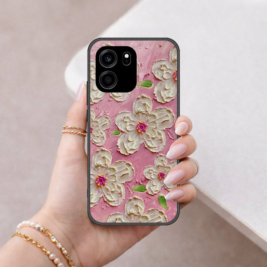 OnePlus Turbo 6V Cover - Floral Series - Design 5 - Pink & White - HQ Premium Shine Durable Shatterproof Case