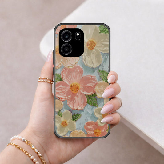 OnePlus Turbo 6V Cover - Floral Series - Design 16 - Cyan & Pink - HQ Premium Shine Durable Shatterproof Case