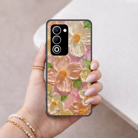 Oppo A5 (2025) Cover - Floral Series - Design 11 - White & Green - HQ Premium Shine Durable Shatterproof Case