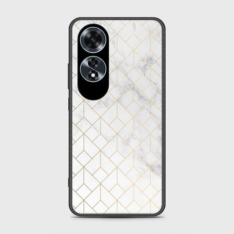 Oppo A60 Cover- White Marble Series 2 - HQ Ultra Shine Premium Infinity Glass Soft Silicon Borders Case