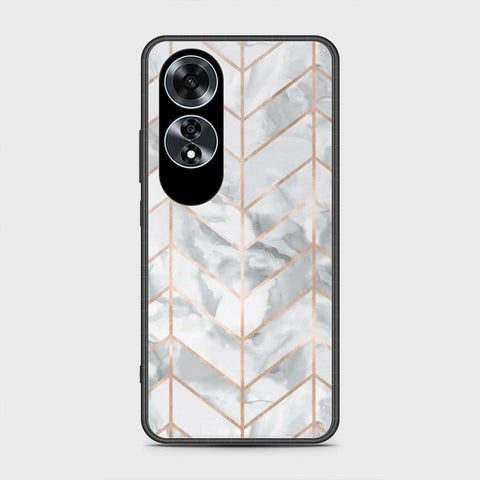Oppo A60 Cover- White Marble Series 2 - HQ Ultra Shine Premium Infinity Glass Soft Silicon Borders Case