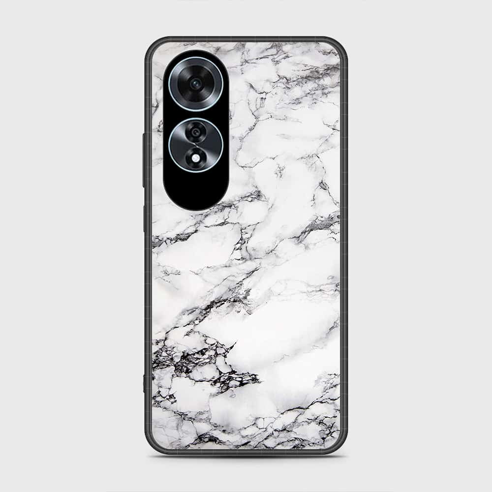 Oppo A60 Cover- White Marble Series - HQ Ultra Shine Premium Infinity Glass Soft Silicon Borders Case