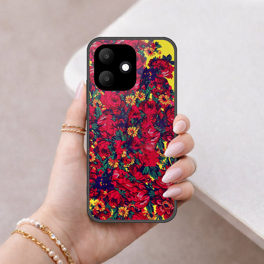 Oppo A6c Cover - Floral Series - HQ Ultra Shine Premium Infinity Glass Soft Silicon Borders Case