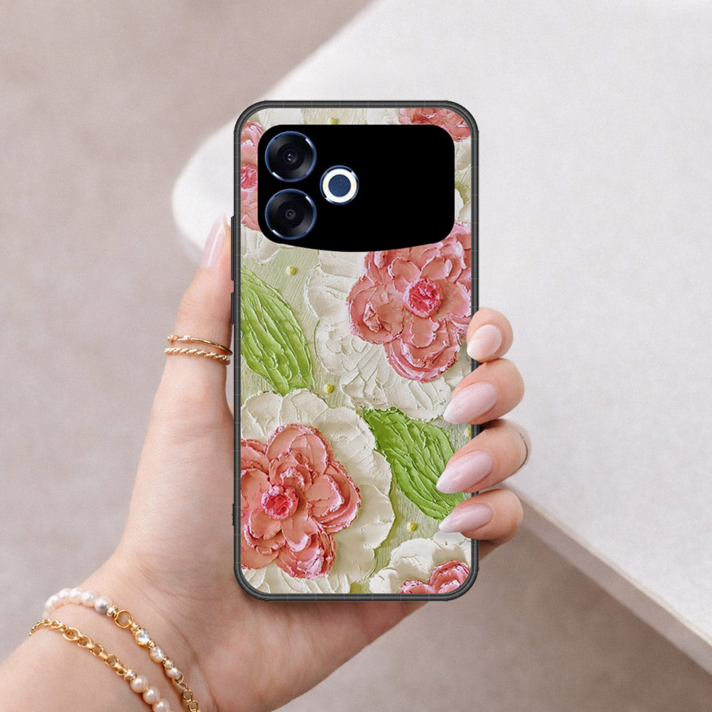 Oppo A6s Pro (China) Cover - Floral Series - Design 13 - Offwhite & Green - HQ Premium Shine Durable Shatterproof Case