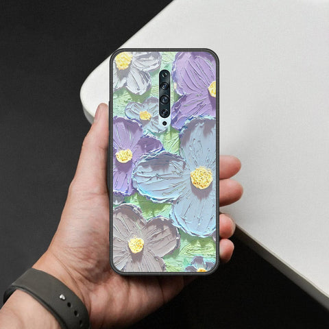 Oppo Reno 2 Cover - Floral Series - Design 1 - Purple & Aqua - HQ Premium Shine Durable Shatterproof Case