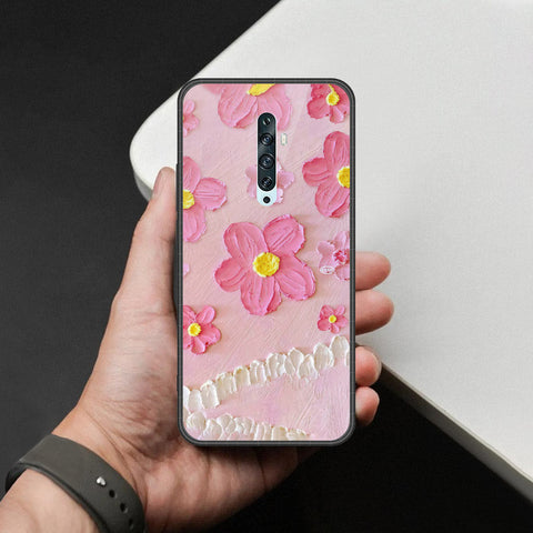 Oppo Reno 2 Cover - Floral Series - Design 2 - Pink - HQ Premium Shine Durable Shatterproof Case