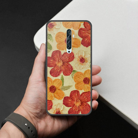 Oppo Reno 2 Cover - Floral Series - Design 6 - Red & Orange - HQ Premium Shine Durable Shatterproof Case