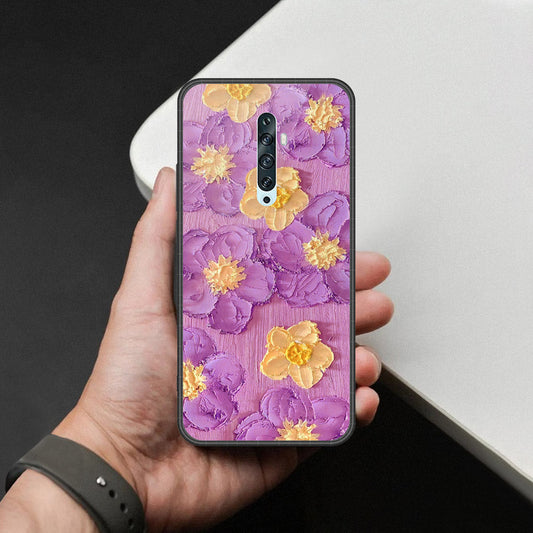Oppo Reno 2 Cover - Floral Series - Design 8 - Purple & Yellow - HQ Premium Shine Durable Shatterproof Case