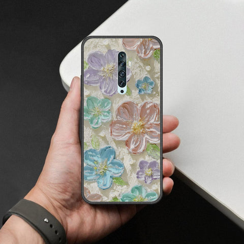 Oppo Reno 2 Cover - Floral Series - Design 14 - Blue & Purple - HQ Premium Shine Durable Shatterproof Case