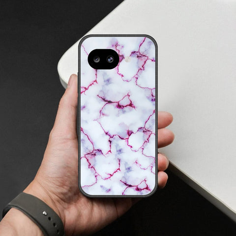 Google Pixel 10a Cover - White Marble Series - HQ Ultra Shine Premium Infinity Glass Soft Silicon Borders Case