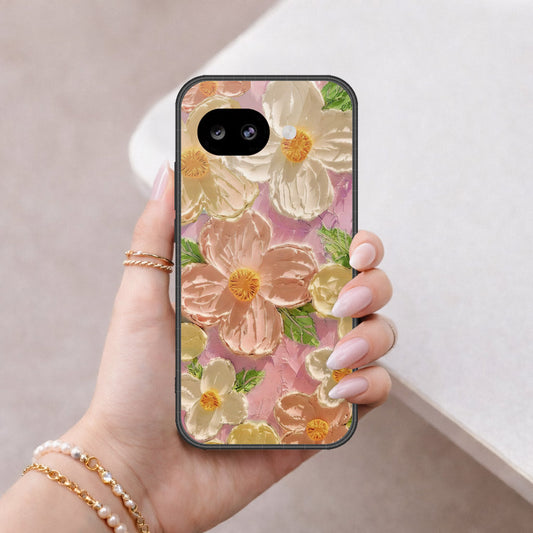 Google Pixel 10a Cover - Floral Series - Design 11 - White & Green - HQ Ultra Shine Premium Infinity Glass Soft Silicon Borders Case