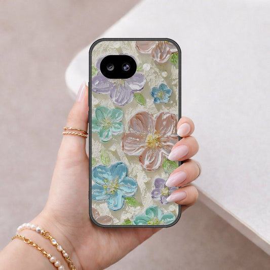 Google Pixel 10a Cover - Floral Series - Design 14 - Blue & Purple - HQ Ultra Shine Premium Infinity Glass Soft Silicon Borders Case