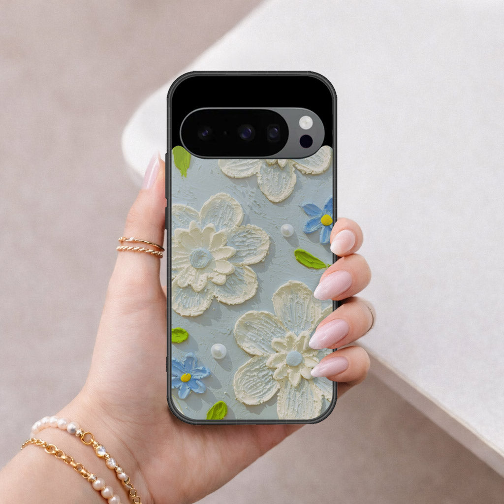 Google Pixel 10 Pro XL Cover - Floral Series - Design 3 - Sky Blue - HQ Premium Shine Durable Shatterproof Case