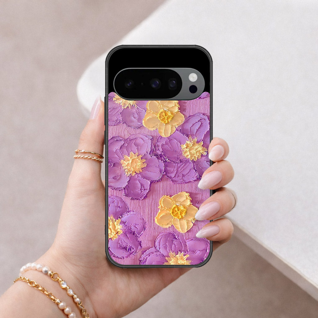 Google Pixel 11 Pro XL Cover - Floral Series - Design 8 - Purple & Yellow - HQ Premium Shine Durable Shatterproof Case