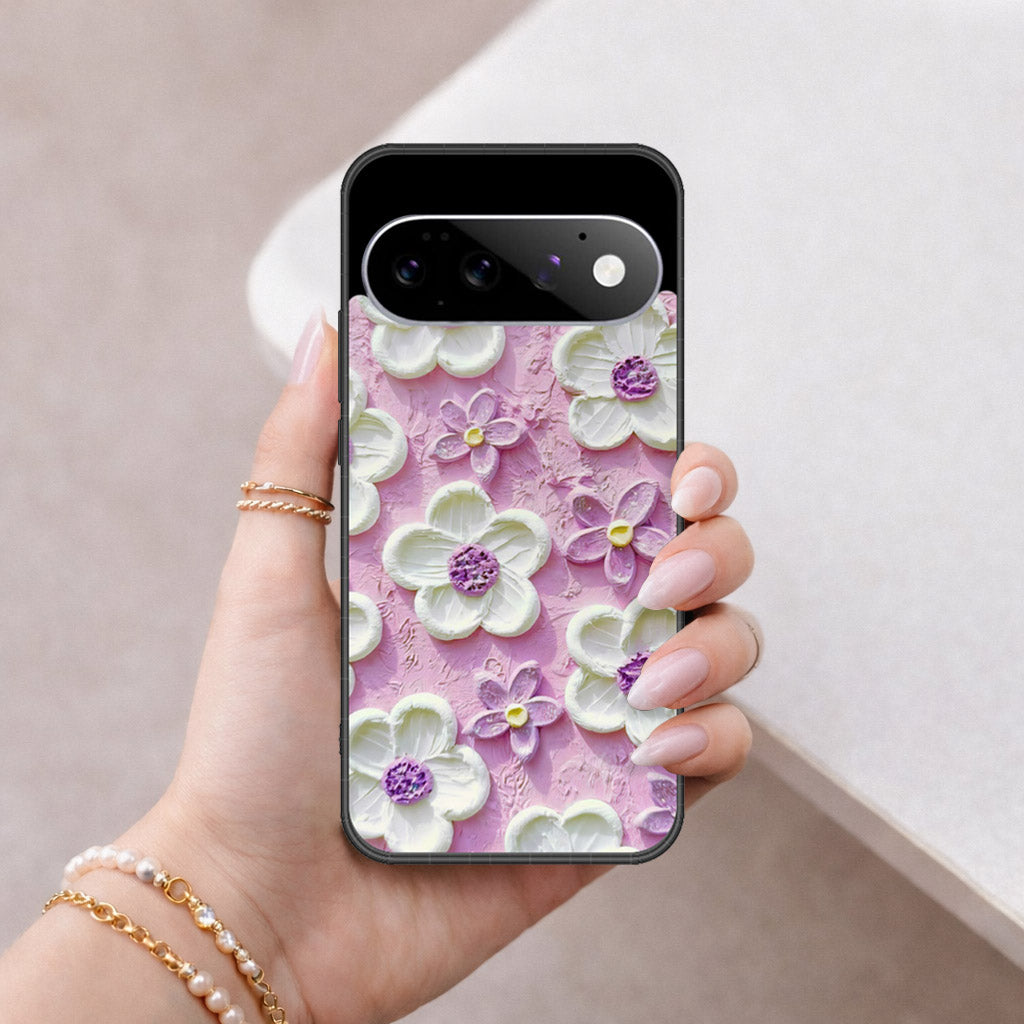 Google Pixel 11 Cover - Floral Series - Design 4 - Purple & White - HQ Premium Shine Durable Shatterproof Case