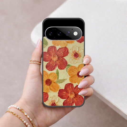 Google Pixel 11 Pro Cover - Floral Series - Design 6 - Red & Orange - HQ Premium Shine Durable Shatterproof Case