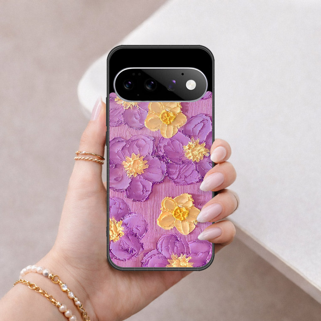 Google Pixel 11 Pro Cover - Floral Series - Design 8 - Purple & Yellow - HQ Premium Shine Durable Shatterproof Case
