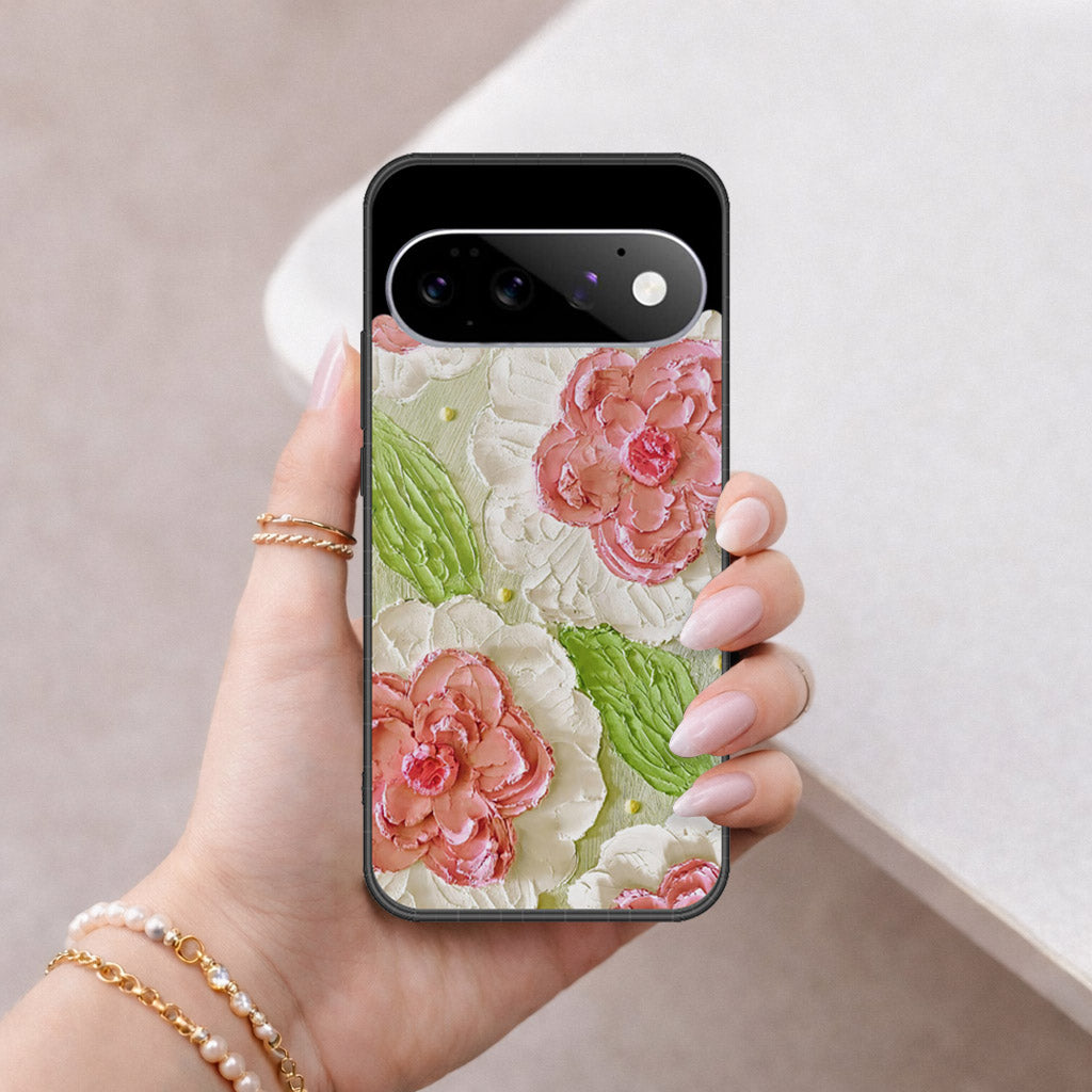 Google Pixel 11 Pro Cover - Floral Series - Design 13 - Offwhite & Green - HQ Premium Shine Durable Shatterproof Case