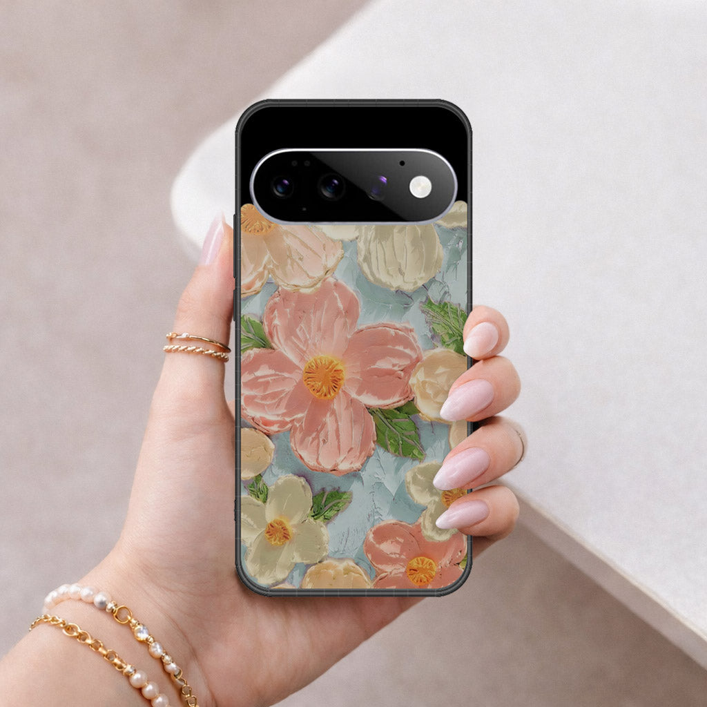 Google Pixel 11 Pro Cover - Floral Series - Design 16 - Cyan & Pink - HQ Premium Shine Durable Shatterproof Case