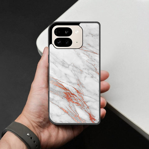 Google Pixel 9 Pro Fold Cover - White Marble Series - HQ Premium Shine Durable Shatterproof Case