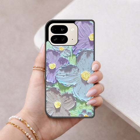 Google Pixel 9 Pro Fold Cover - Floral Series - Design 1 - Purple & Aqua - HQ Premium Shine Durable Shatterproof Case