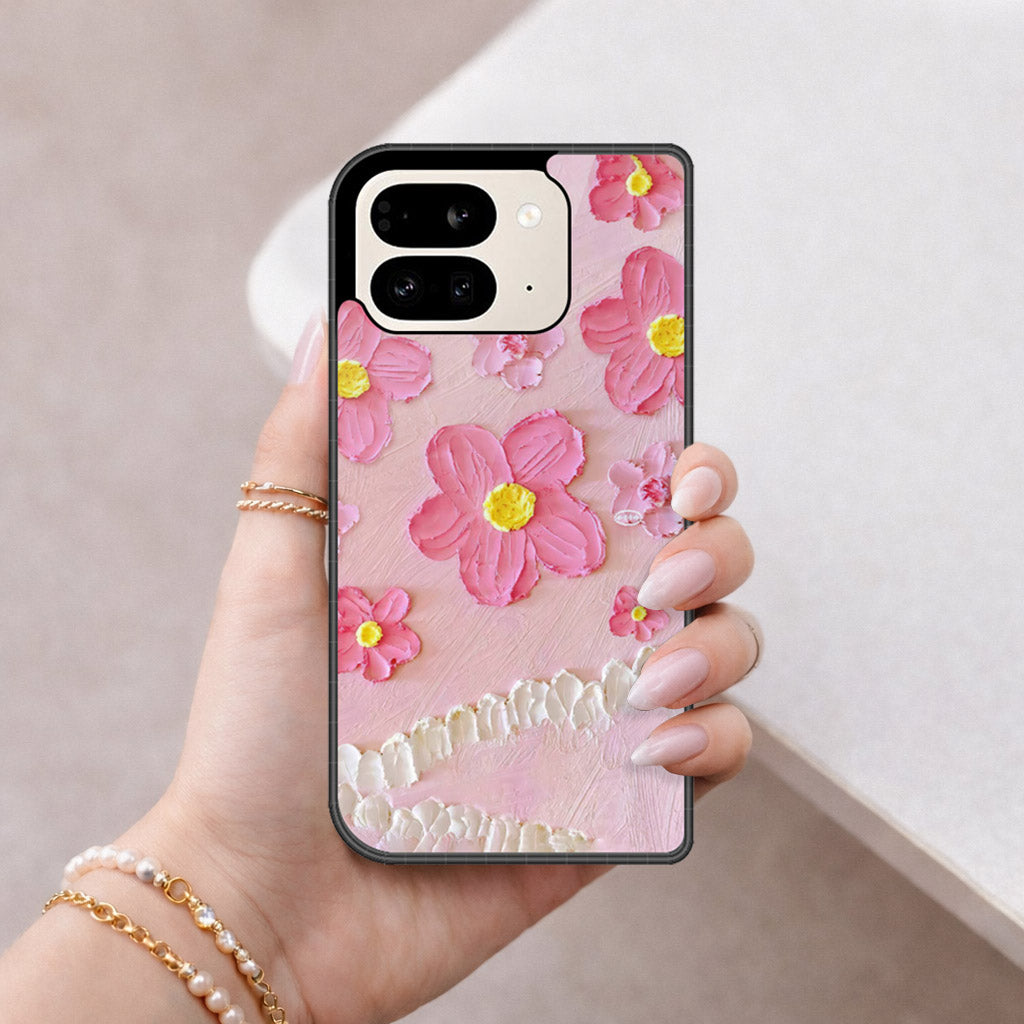 Google Pixel 9 Pro Fold Cover - Floral Series - Design 2 - Pink - HQ Premium Shine Durable Shatterproof Case