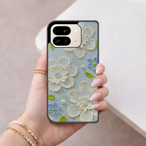Google Pixel 9 Pro Fold Cover - Floral Series - Design 3 - Sky Blue - HQ Premium Shine Durable Shatterproof Case