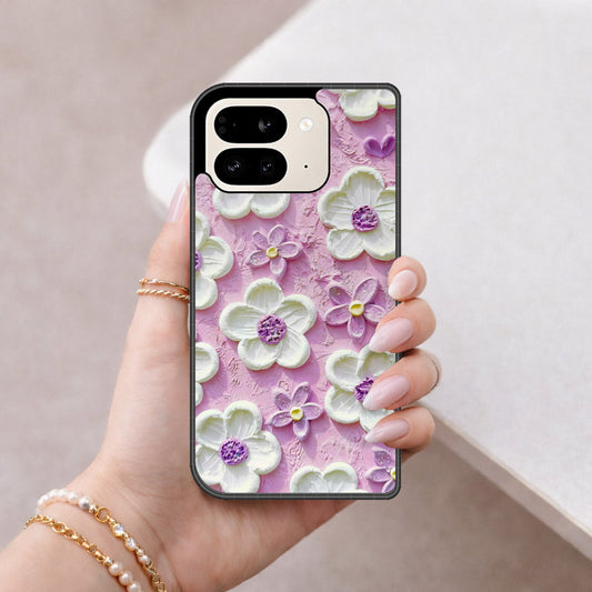 Google Pixel 9 Pro Fold Cover - Floral Series - Design 4 - Purple & White - HQ Premium Shine Durable Shatterproof Case