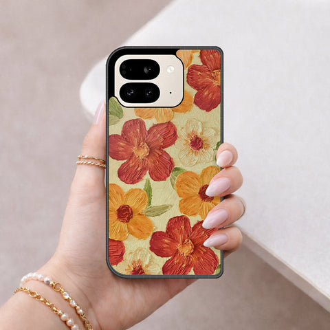 Google Pixel 9 Pro Fold Cover - Floral Series - Design 6 - Red & Orange - HQ Premium Shine Durable Shatterproof Case